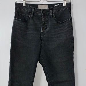 Everlane High Waist Button Fly Skinny Jeans Black